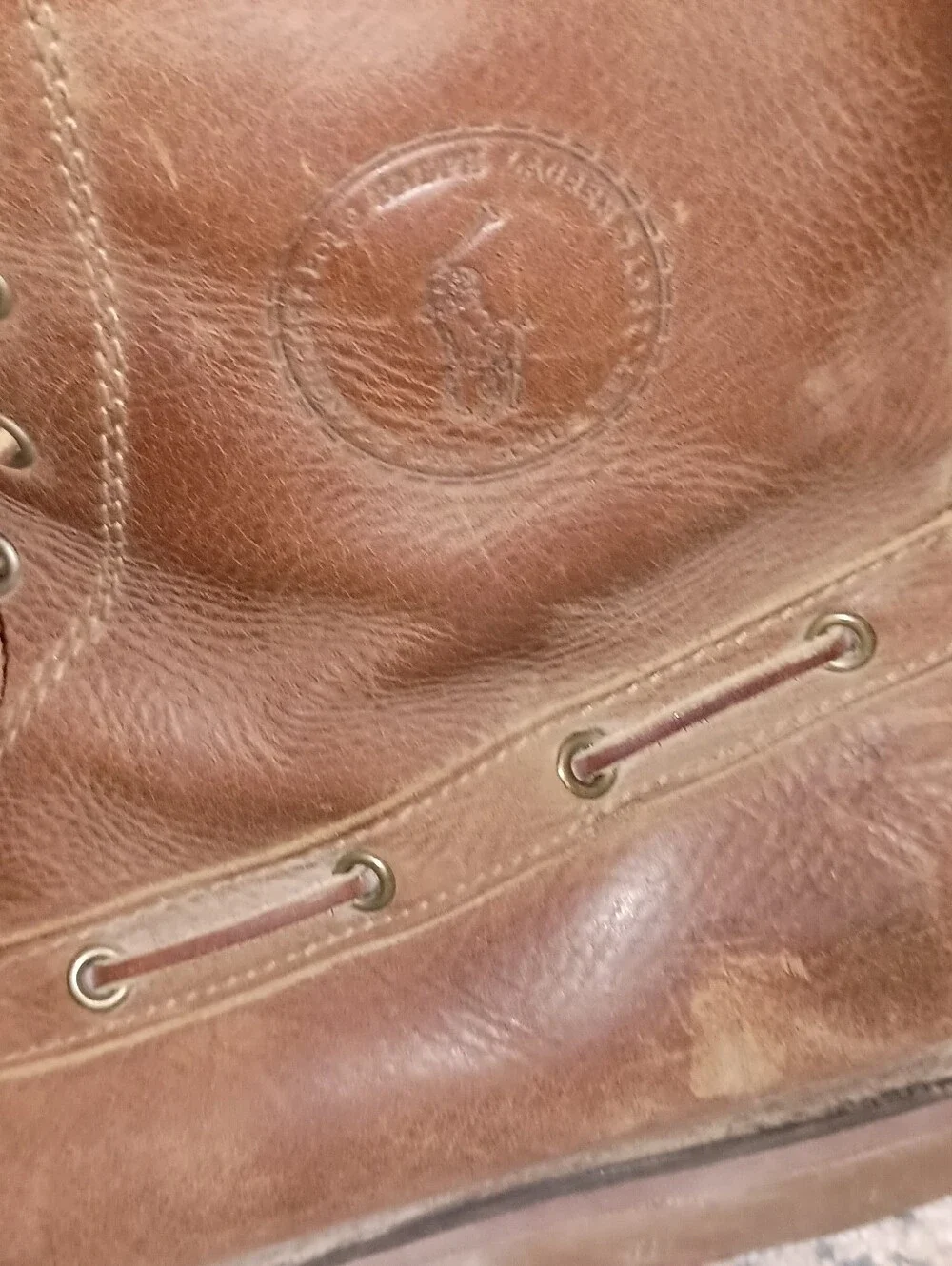 Vintage Polo Ralph Lauren Whitsand Brown Leather Boots Size 12D